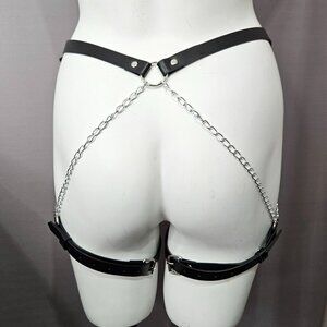 Sexy Faux Leather Chain Body Belt Jewelry Leg Harness Gothic Punk One Size Adj